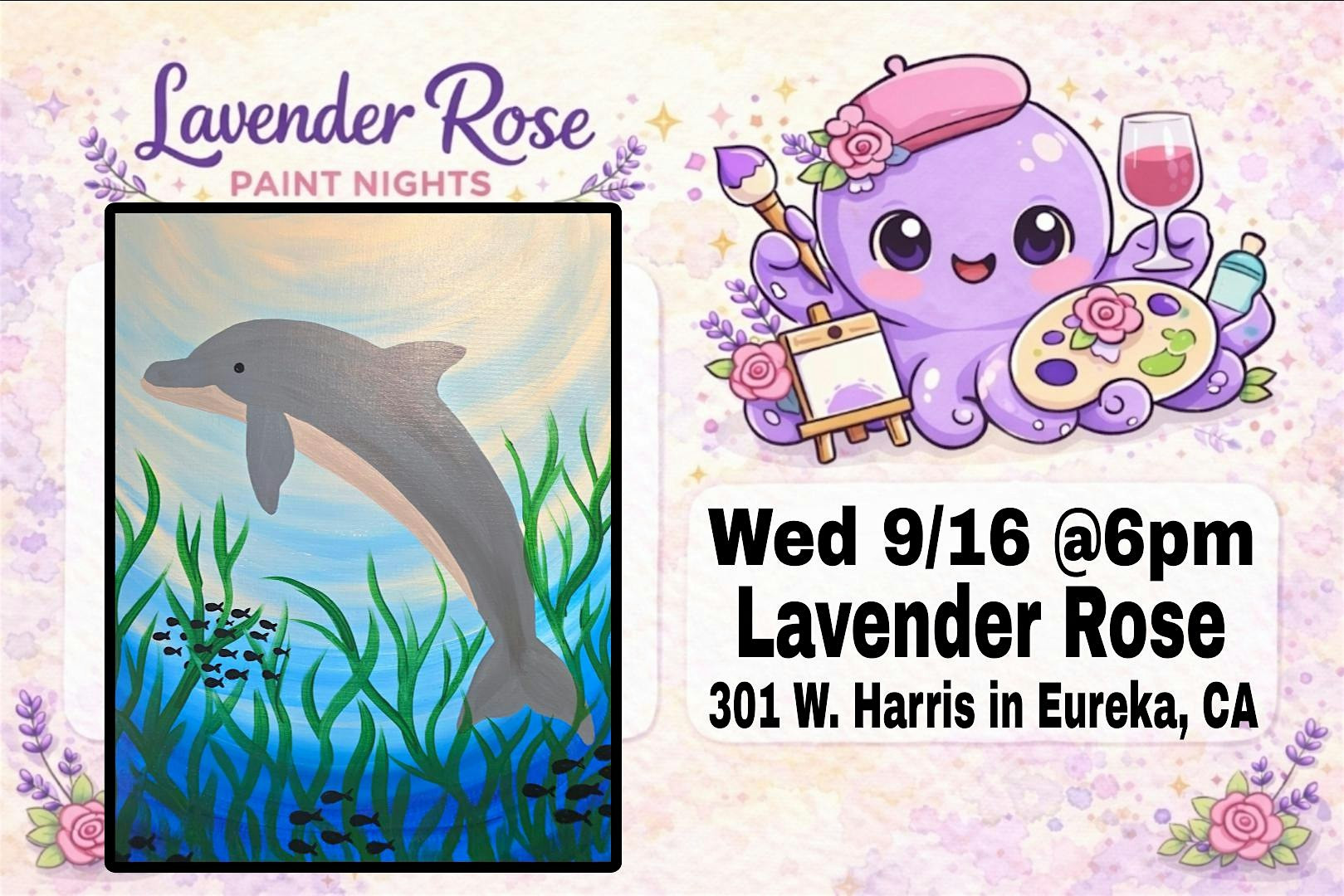 Dolphin Paint Night at Lavender Rose in Eureka