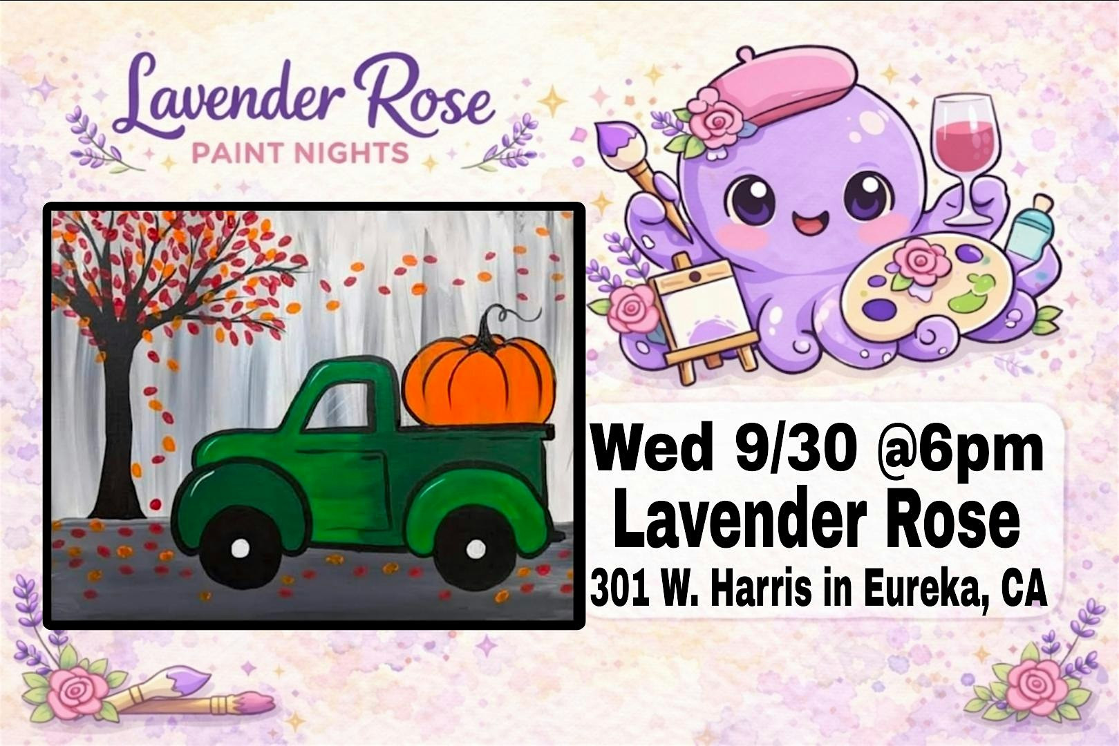 Pumpkin Truck Paint Night at Lavender Rose in Eureka