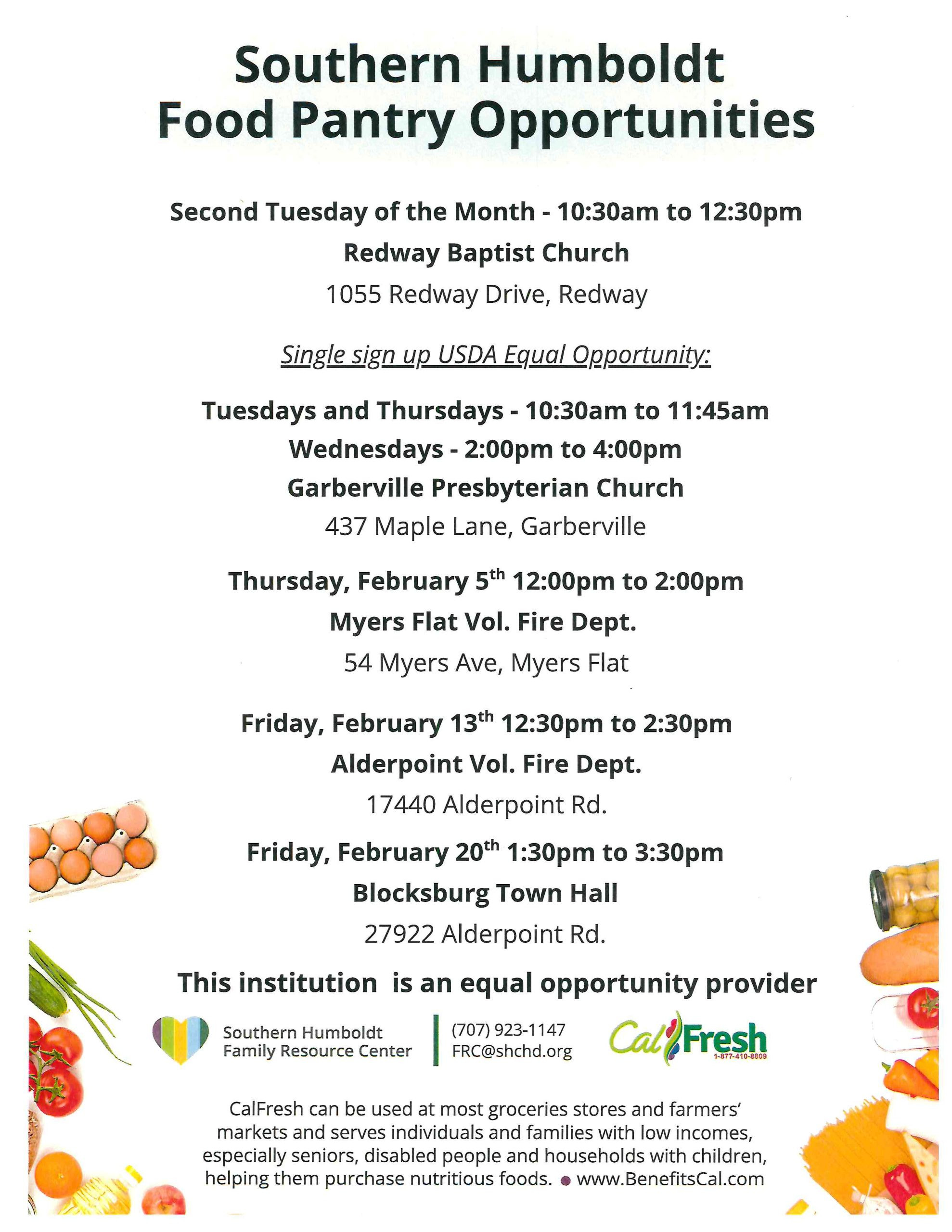 Southern Humboldt Food Pantry Opportunities - Redway