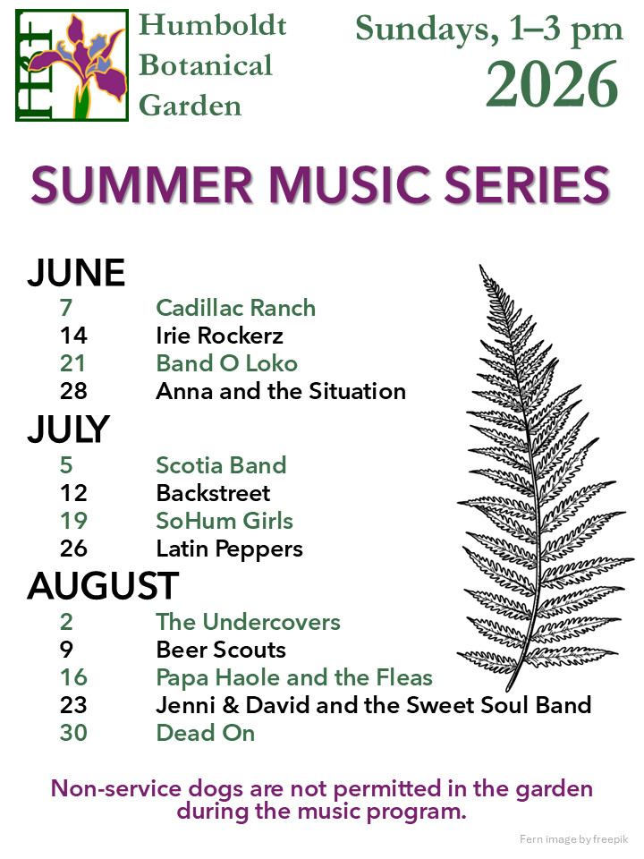 Humboldt Botanical Garden Summer Music Series 2026