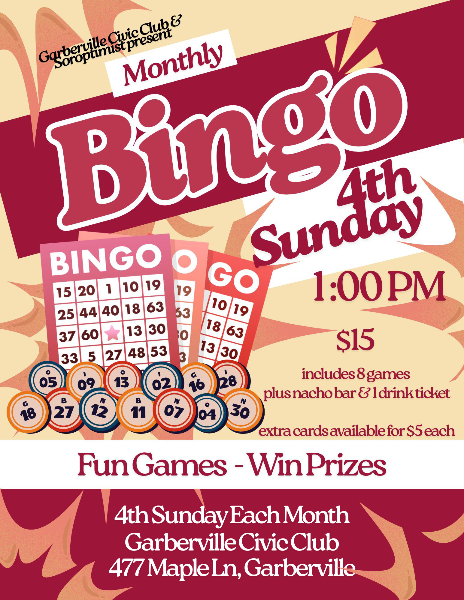 Monthly Bingo Fundraiser